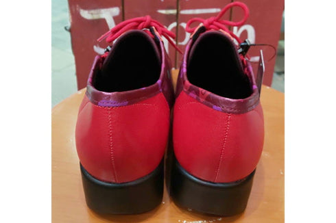 【ナチュラルバック 5283 レッド】サイドジップ靴紐シューズ